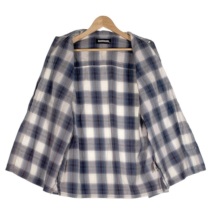 NEIGHBORHOOD ネイバーフッド 21SS B&C C-SHIRT コットンチェックシャツ 長袖 ネイビー ホワイト 211ARNH-SHM03 Size L 福生店