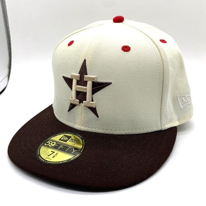 NEWERA ニューエラ HOUSTON ASTROS ヒューストンアストロズ THE CAP別注 59FIFTY ベースボールキャップ サイドパッチ ブラウン オフホワイト Size 7 5/8 (60.6cm) 福生店