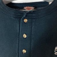 Harley-Davidson ハーレーダビッドソン USA製 ANVIL製 シングルステッチ COPENHAGEN DENMARK ヘンリーネックTシャツ ブラック sizeXL 瑞穂店