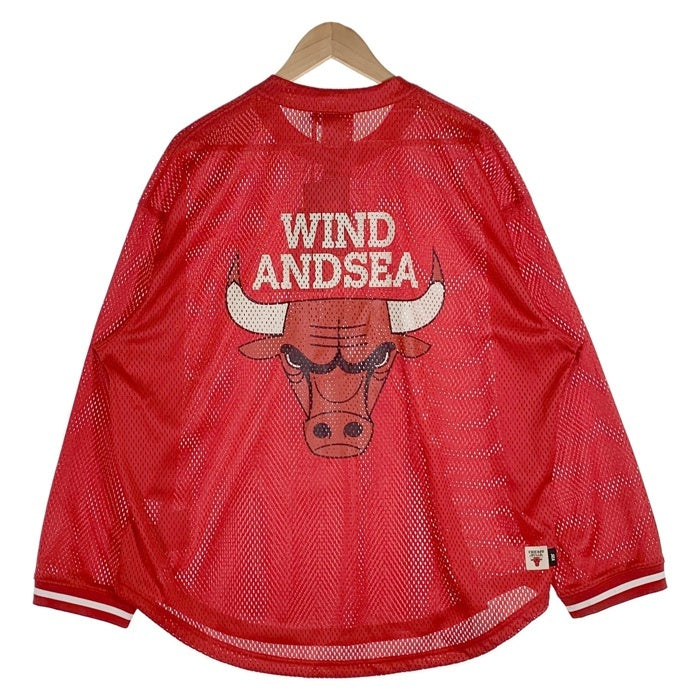 WIND AND SEA ウィンダンシー NBA CHICAGO BULLS シカゴブルズ Mesh Long Sleeve Top メッシュロングスリーブトップ レッド Size M 福生店