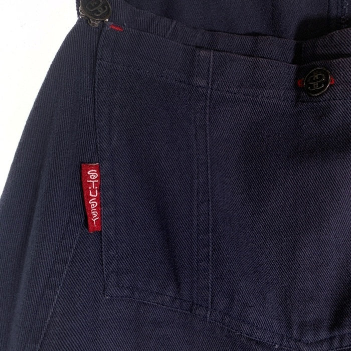 80's~ STUSSY ステューシー BIG LOGAN チノツイル オーバーオール ネイビー コットン Size L 福生店