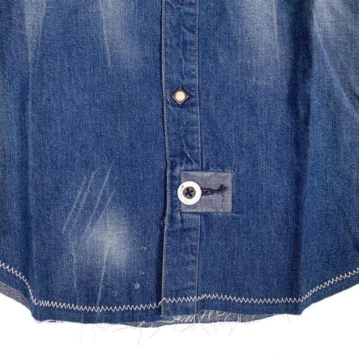 LEVI'S リーバイス ショートホーン デニムウエスタンシャツ インディゴ 復刻 USED/ダメージ加工 レディース4 Size S 福生店