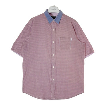 STUSSY ステューシー AUTHENTIC ギンガムチェック 半袖シャツ パープル×ホワイト sizeXL 瑞穂店