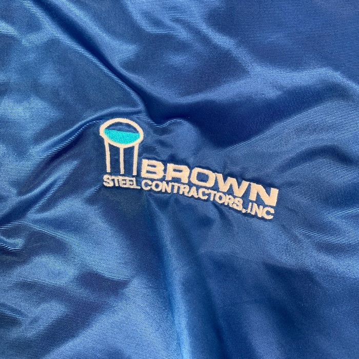 90`s Chalk Line チョークライン Brown Steel Contractors Inc ナイロン スタジアムジャケット スタジャン ブルー USA製 Size L 福生店