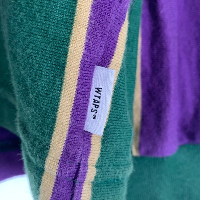 WTAPS ダブルタップス 21AW PEACE LS / COTTON ストライプ ロングスリーブTシャツ 刺繍 グリーン パープル 212ATDT-CSM35 Size 02 福生店