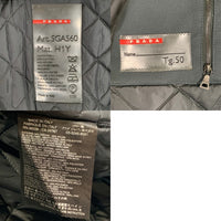 PRADA SPORT プラダスポーツ Shearling Jacket コットン ナイロン 中綿 リブジャケット 襟ボア モスグリーン ブラック SGA560 Size 50 福生店