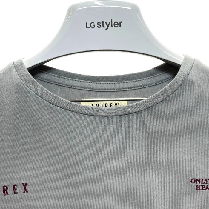 AVIREX アヴィレックス 5130701 WEB LIMITED LINE SPRAY L/S T-SHIRT 刺繍 長袖Tシャツ ライトグレー sizeL 瑞穂店