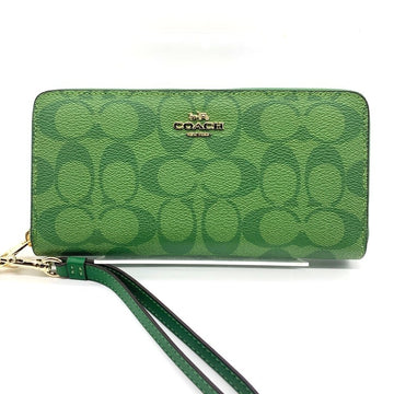 COACH コーチ C4452 シグネチャー PVCレザー ラウンドファスナーウォレット 長財布 グリーン 福生店