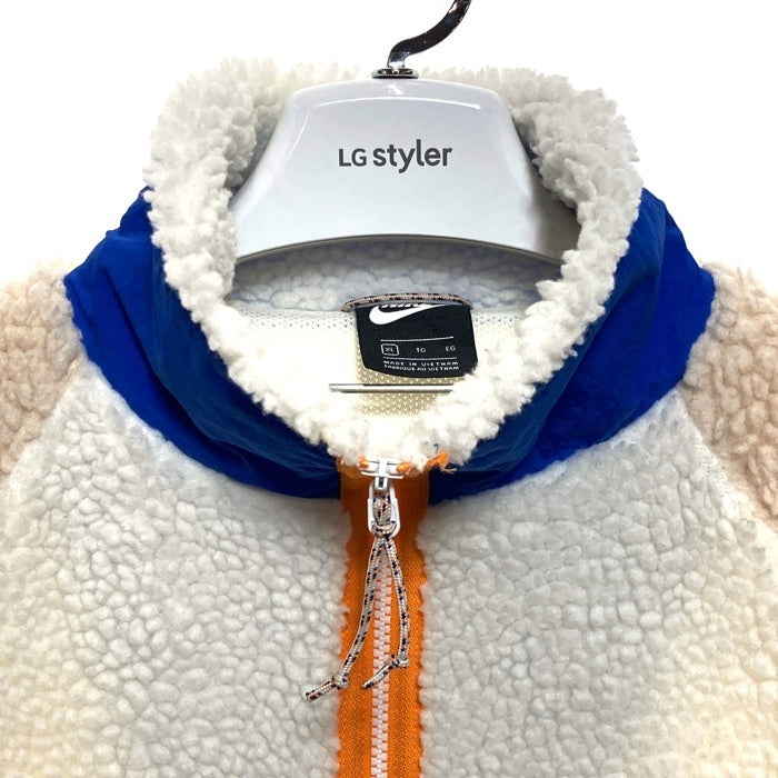 NIKE ナイキ ジップアップ フリースジャケット ホワイト ベージュ ブルー BV3722-133 Size XL 瑞穂店