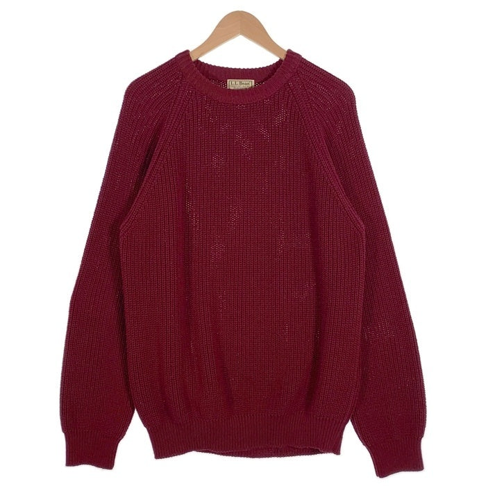80's 90's L.L.Bean エルエルビーン ローゲージ コットン ニット セーター バーガンディー USA製 Size L 福生店