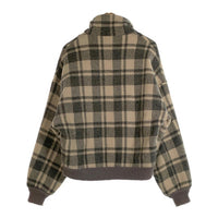 Woolrich ウールリッチ スタンドカラー ウールジップアップ リブブルゾン ジャケット チェック グレー アイボリー USA製 Size M 福生店