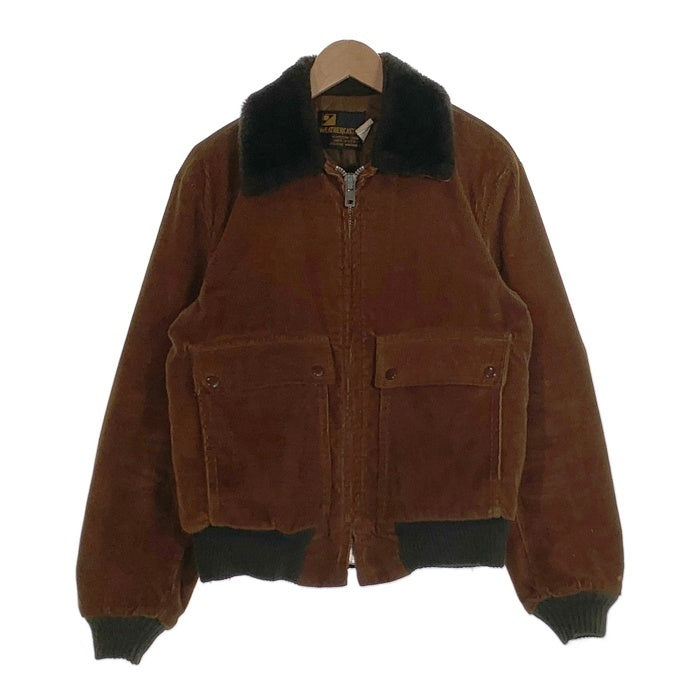 70's WEATHERCASTER ウェザーキャスター ジップアップコーデュロイジャケット 襟ボア リブ ブラウン USA製 Size 38 福生店