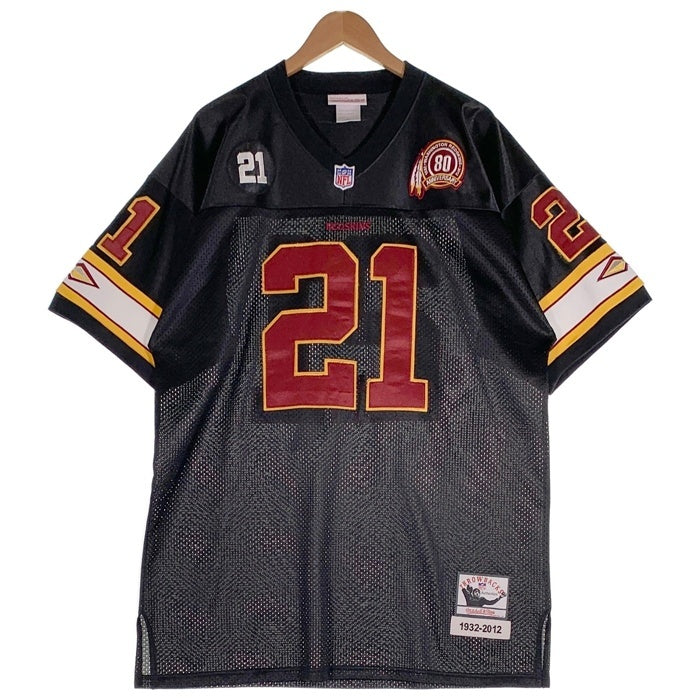 Mitchell & Ness ミッチェルアンドネス NFL Washington Redskins ワシントン レッドスキンズ 半袖 フッドボール シャツ ジャージ ブラック レッド イエロー ホワイト USA製 Size 52 福生店