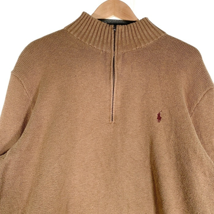 Polo by Ralph Lauren ポロラルフローレン ハーフジップ コットン プルオーバーニットセーター ベージュ Size XXL 福生店