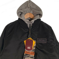 glamb グラム ALPHA アルファ MA-1 フライトジャケット スウェットフード ブラック GB15WT/JKT20 Size L 福生店