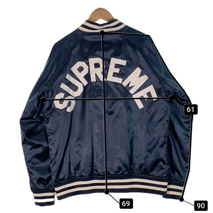 SUPREME シュプリーム 13SS Champion チャンピオン Satin Jacket サテンジャケット スタジャン アーチロゴ ネイビー Size L 福生店