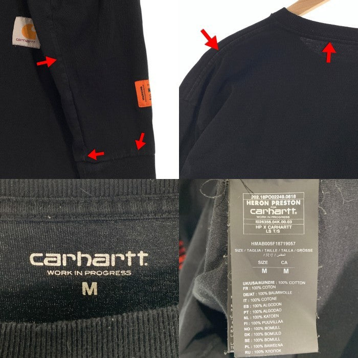 Carhartt WIP カーハート HERON PRESTON ヘロンプレストン LS TEE ロングスリーブTシャツ ブラック 刺繡 HMAB005F18719057 Size M 福生店
