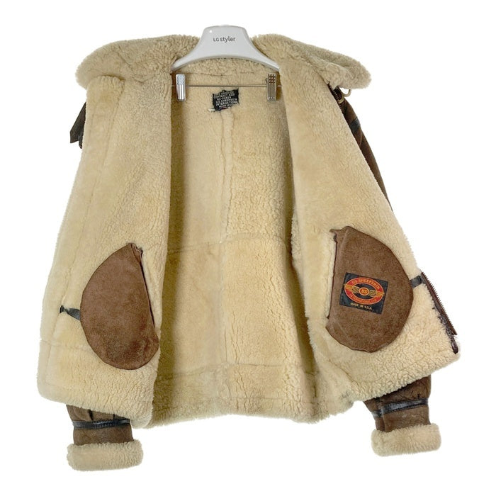 US SHEEPSKIN ユーエスシープシキン USA製 B-3 ムートン フライトジャケット ブラウン sizeM 瑞穂店