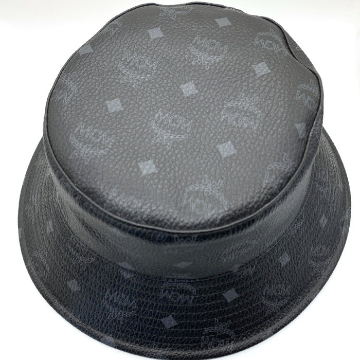 MCM エムシーエム PVCレザー ロゴプリント バケットハット ブラック MEH9S2K03BK001 福生店
