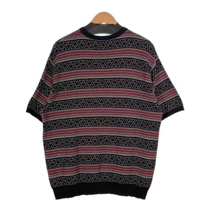 HUF ハフ TT JACQUARD SWEATER CREW クルーネック ジャガードセーター 半袖 ブラック コットン Size L 福生店