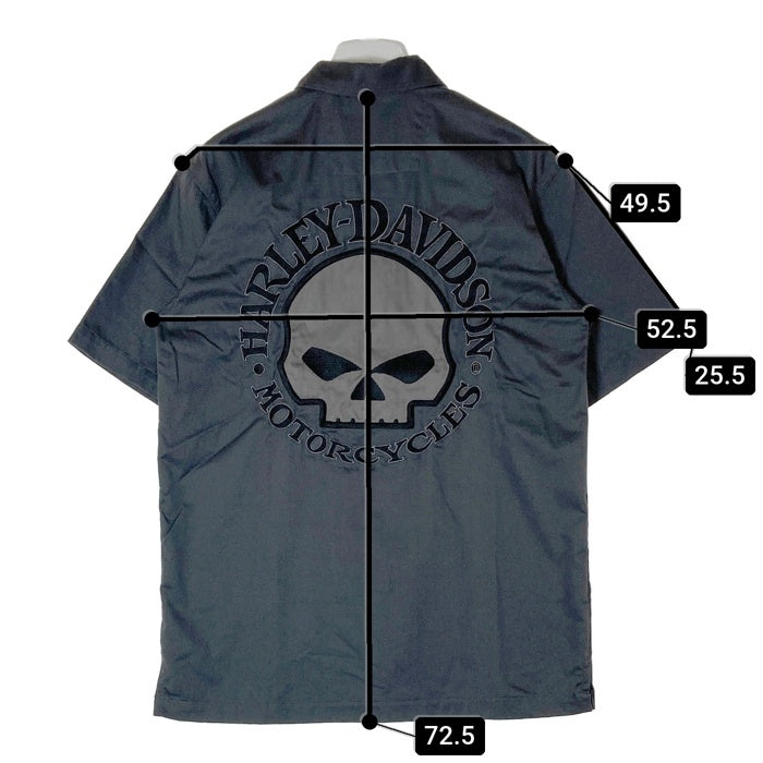 HARLEY DAVIDSON ハーレーダビッドソン スカル刺繍 半袖シャツ グレー sizeS 瑞穂店