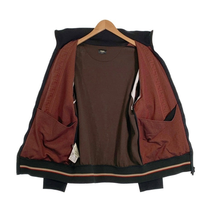 FENDI フェンディ 19SS Color-block Bomber Jacket ズッカ柄 ラインコットン ジップアップ トラック ジャケット ブラック ブラウン FY0960 A6ZY イタリア製 Size XL 福生店