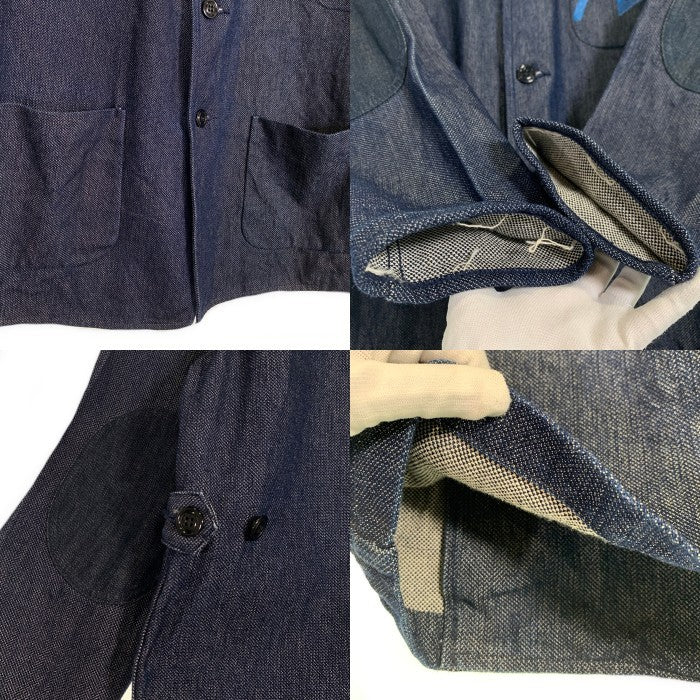 EVISU エヴィス Hidehiko Yamane 刺し子 3B テーラードジャケット インディゴ エルボーパッチ カモメピンズ付 青ペンキ Size 42 福生店