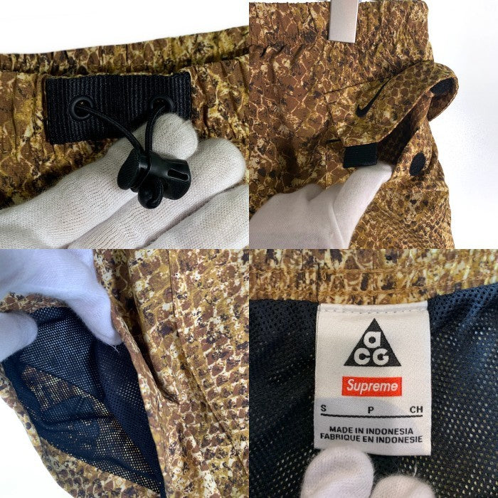 SUPREME シュプリーム NIKE ACG ナイキエーシージー 22AW Nylon Trail Short Pant ナイロン トレイル ショートパンツ 総柄 ゴールド DN3260-277 Size S 福生店