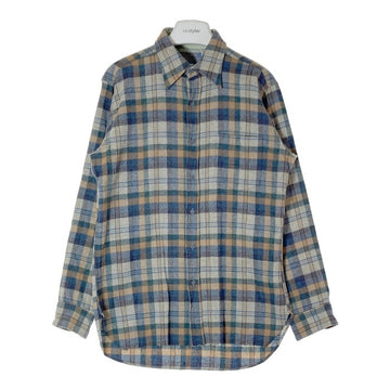 PENDLETON ペンドルトン 70's USA製 ウールシャツ 片ポケット ベージュxブルー sizeM 瑞穂店