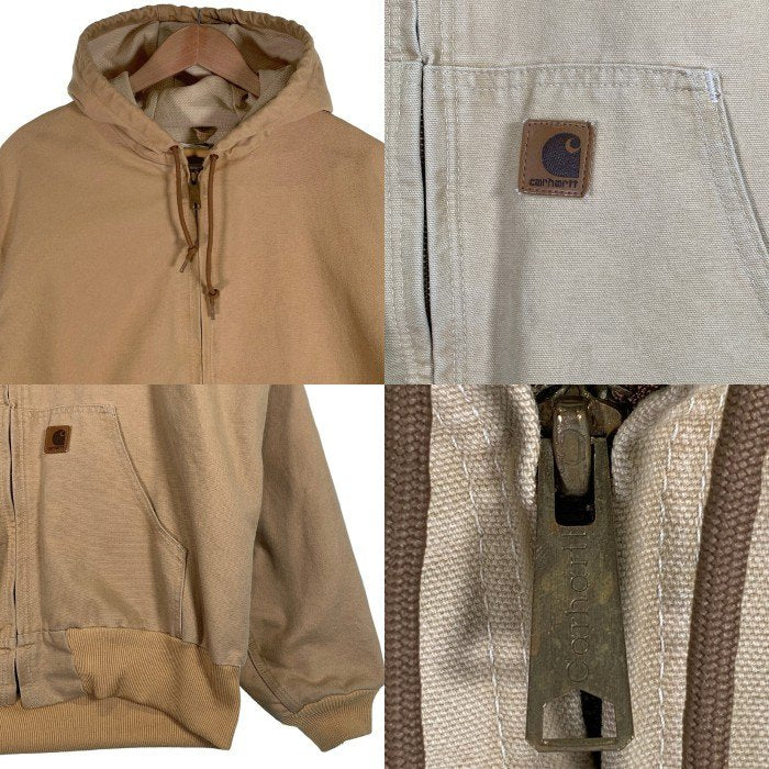 90-00's Carhartt カーハート アクティブジャケット ダック地 フード ベージュ J156 WET メキシコ製 Size XL-R 福生店