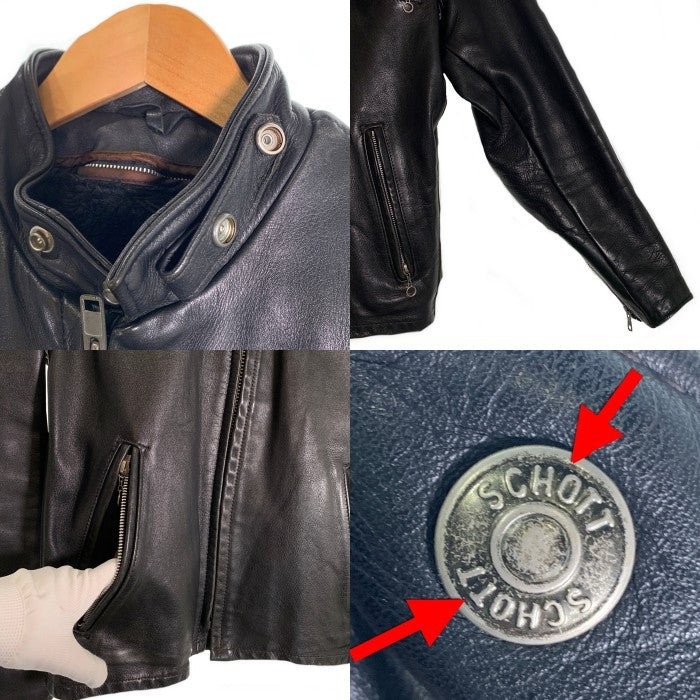 Schott ショット レザーシングルライダースジャケット ブラック 641 ボアライナー付 Size 38 福生店
