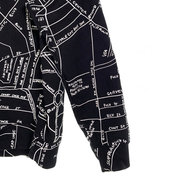 SUPREME シュプリーム 19SS Gonz Embroidered Map Hooded ゴンズ エンブロイダードマップ プルオーバースウェットパーカー ブラック Size S 福生店