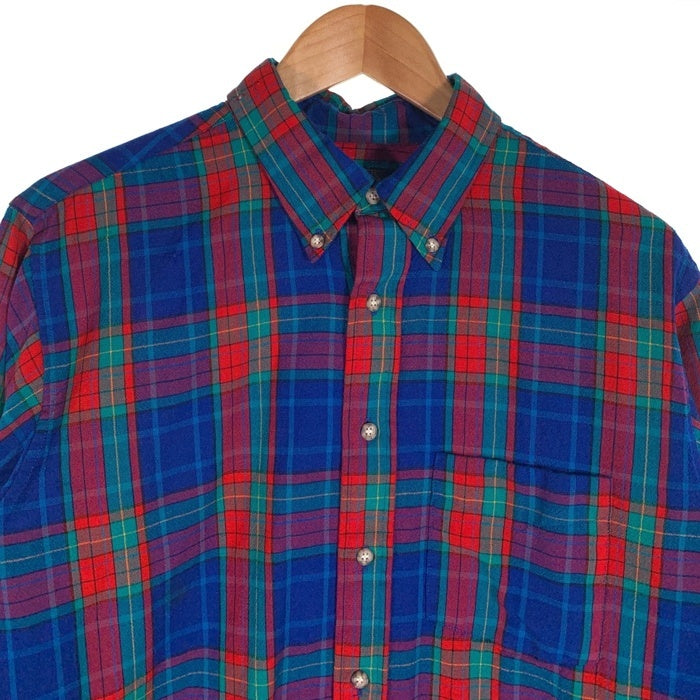 70's PENDLETON ペンドルトン ウール 長袖 ボタンダウン チェック シャツ ブルー レッド グリーン USA製 Size L 福生店
