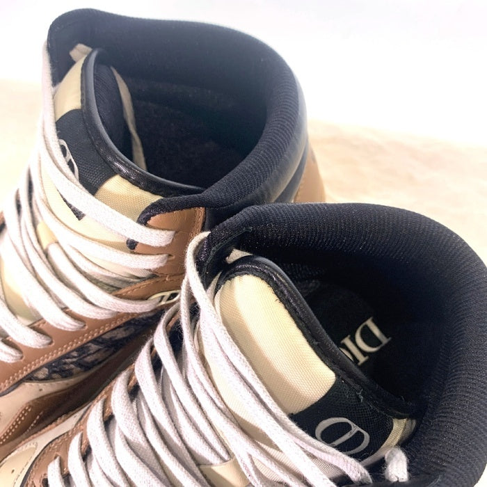 Dior HOMME ディオールオム オブリーク ミッド レザースニーカー ブラウン ホワイト DC1121 Size 42 (26-27cm) 福生店