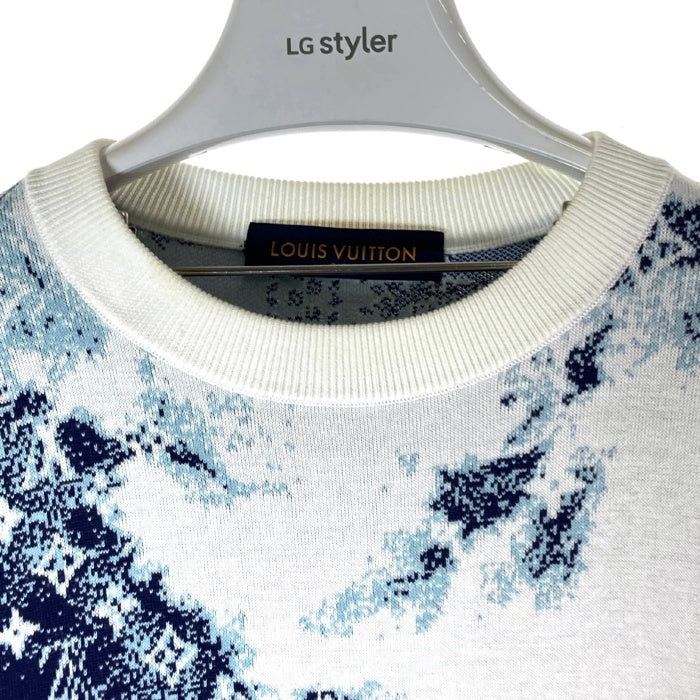 LOUIS VUITTON ルイヴィトン RM222M JL4 HNN24W モノグラム バンダナ クルーネック ニット ホワイトxブルー sizeM 瑞穂店
