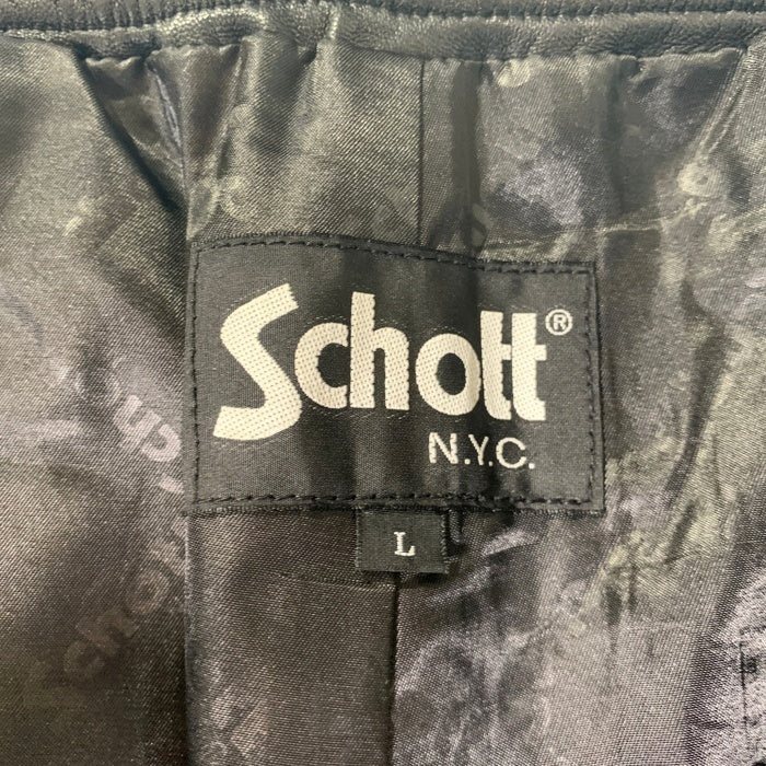 Schott ショット LEATHER TRACK PANTS シープスキン レザートラックパンツ ブラック ライン 3191066 Size L 福生店
