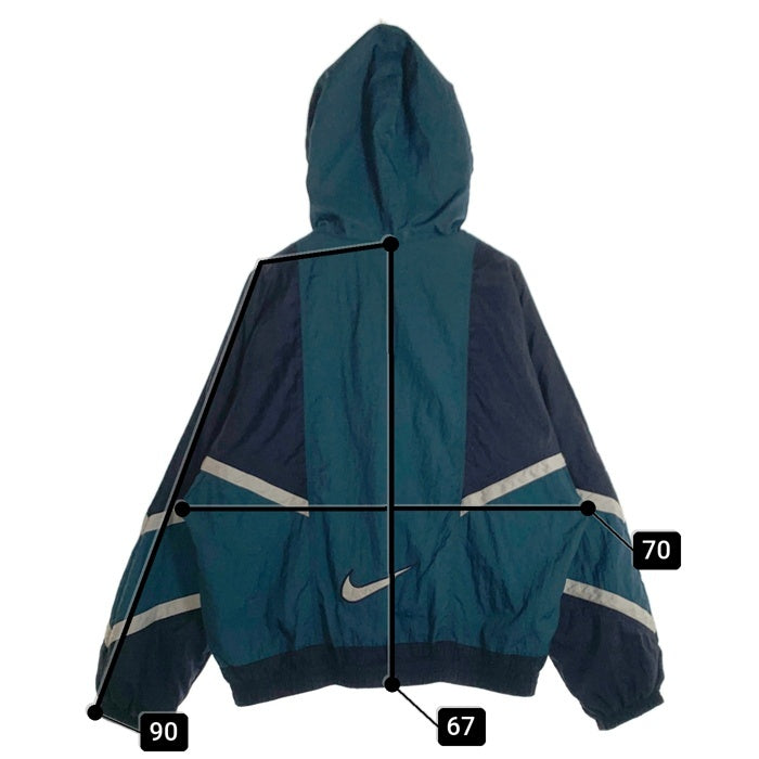 00's NIKE ナイキ ジップアップ ナイロンジャケット ネイビー グリーン 刺繡 Size L 福生店
