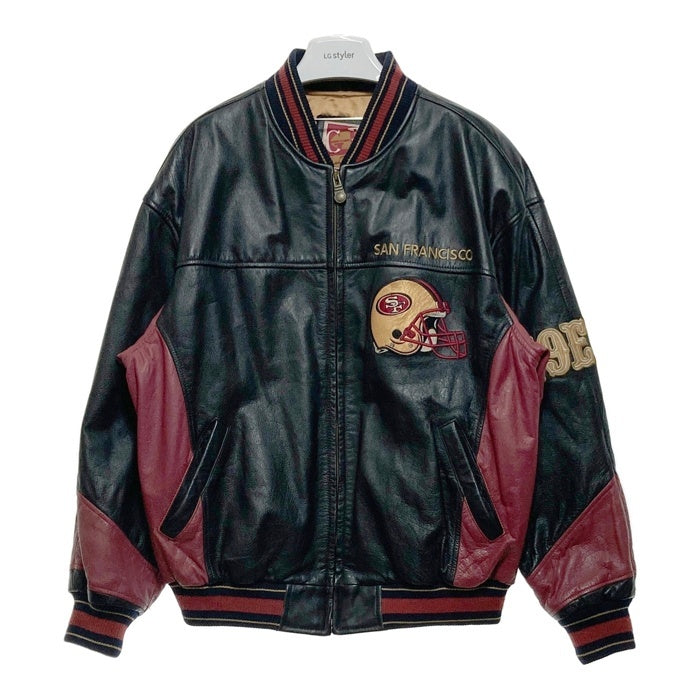 G-Ⅲ AND Carl Banks ジースリーアンドカールバンクス San Francisco 49ERS 刺繍 レザーブルゾン ブラック×レッド sizeL 瑞穂店