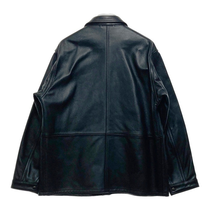 UNITED ARROWS ユナイテッドアローズ シープスキン レザーカバーオール ジャケット スナップボタン ブラック 1125-699-7740 Size M 瑞穂店