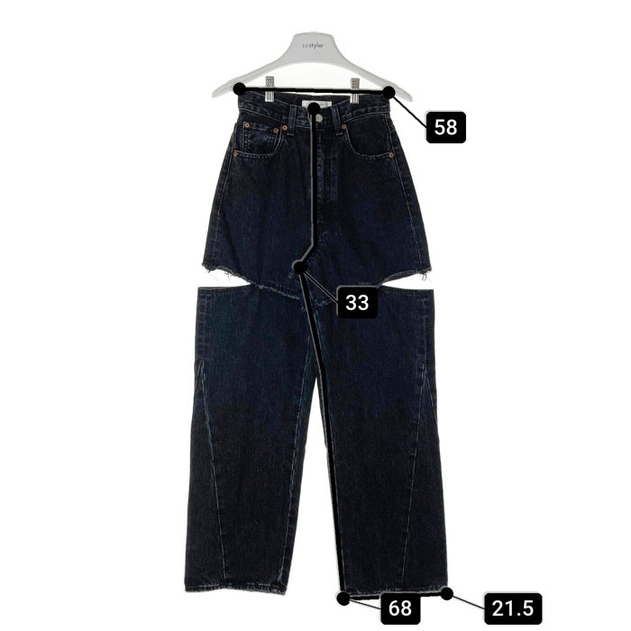 MOUSSY マウジー THIGH SLIT BLK LOOSE STRAIGHT サイスリットストレートデニム 010faa11-5500 ブラック size25 瑞穂店