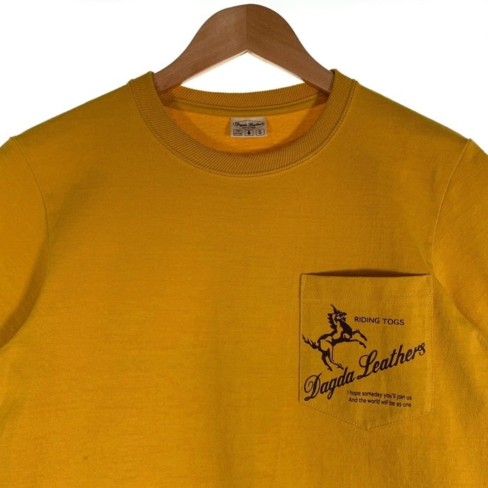 Dagda Leathers ダグダレザーズ プリント ポケットTシャツ 袖刺繡 マスタード 旧マッコイ 滝沢氏 Size S 福生店