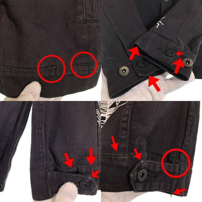 PLEASURES プレジャーズ WEB DENIM JACKET ウェブデニムジャケット ブラック 刺繡 プリント Size S 福生店
