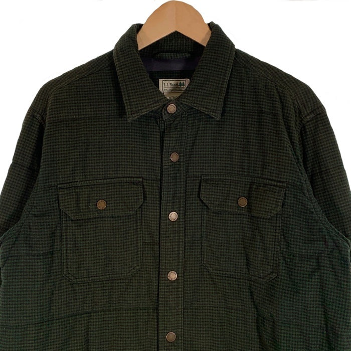 L.L.Bean エルエルビーン コットン 中綿 チェックシャツジャケット グリーン スナップボタン ID285281 Size M-R 福生店