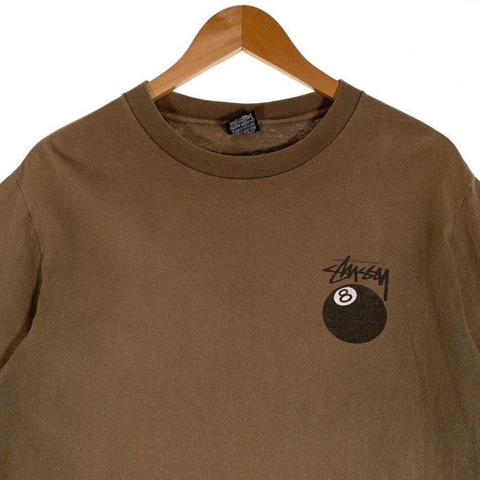 90's STUSSY ステューシー 8ball 8ボール 半袖 Tシャツ ブラウン USA製 Size L 福生店