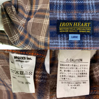 IRON HEART アイアンハート UHF スラブチェック 長袖 フランネル ウエスタン シャツ ブラウン IHSH-431 Size L 福生店
