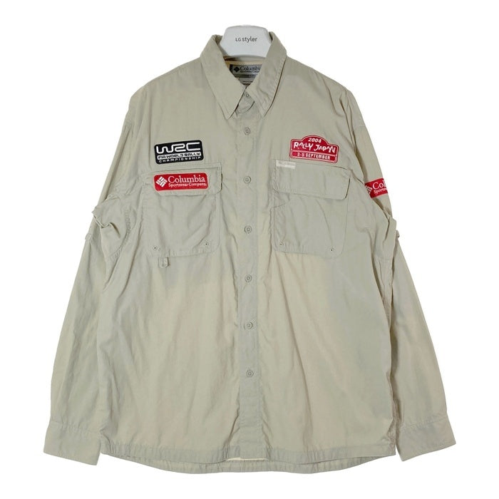 Columbia コロンビア GRT 2004 WRC RALLY JAPAN 支給品 フィッシングシャツ ベージュ sizeL 瑞穂店