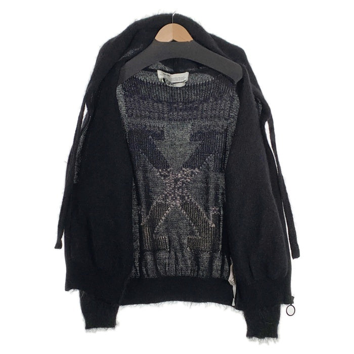 OFFーWHITE オフホワイト Diag Brushed Mohair Zip Hoodie モヘア ジップ フーディー パーカー ブラック OMHA073R20B02023 Size L 福生店