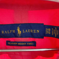 RALPH LAUREN ラルフローレン コットン ボタンダウンシャツ レッド 半袖 フェザーウェイトツイル レッド Size2XB 瑞穂店