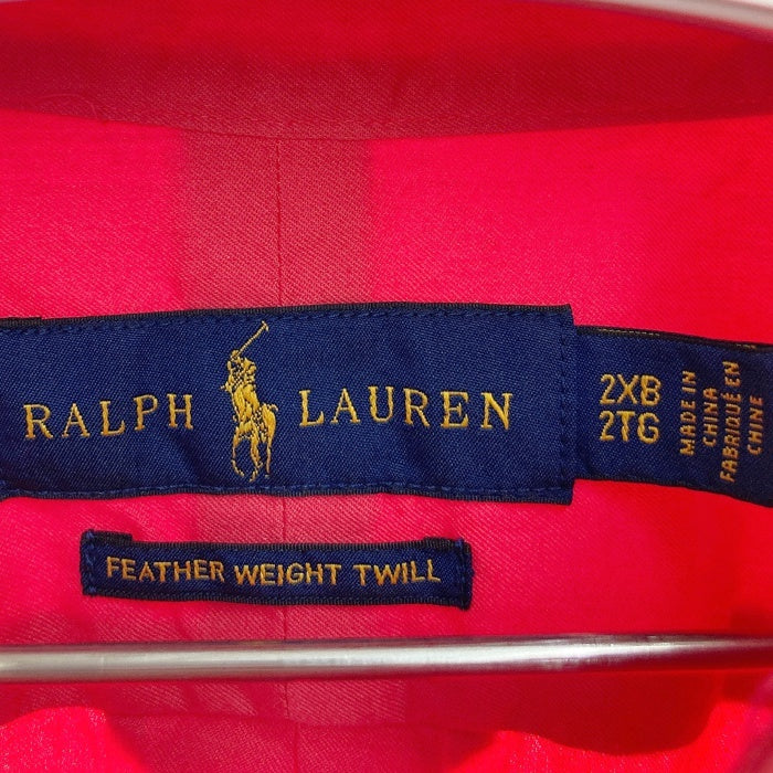 RALPH LAUREN ラルフローレン コットン ボタンダウンシャツ レッド 半袖 フェザーウェイトツイル レッド Size2XB 瑞穂店