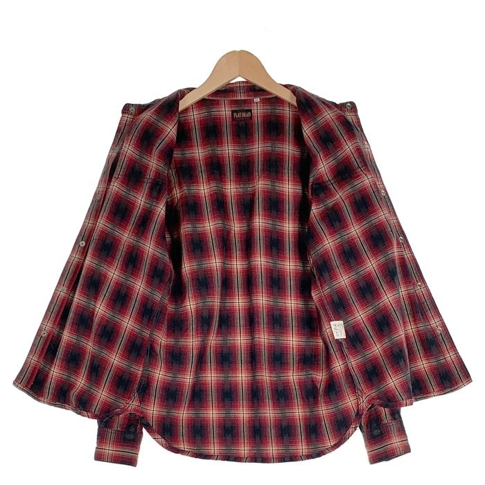THE FLAT HEAD フラットヘッド 長袖 オンブレチェック ウエスタンシャツ ネイティブ柄 レッド CW-44W Size 38 福生店